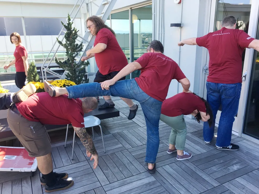 Workshop participants engaged in a team exercise